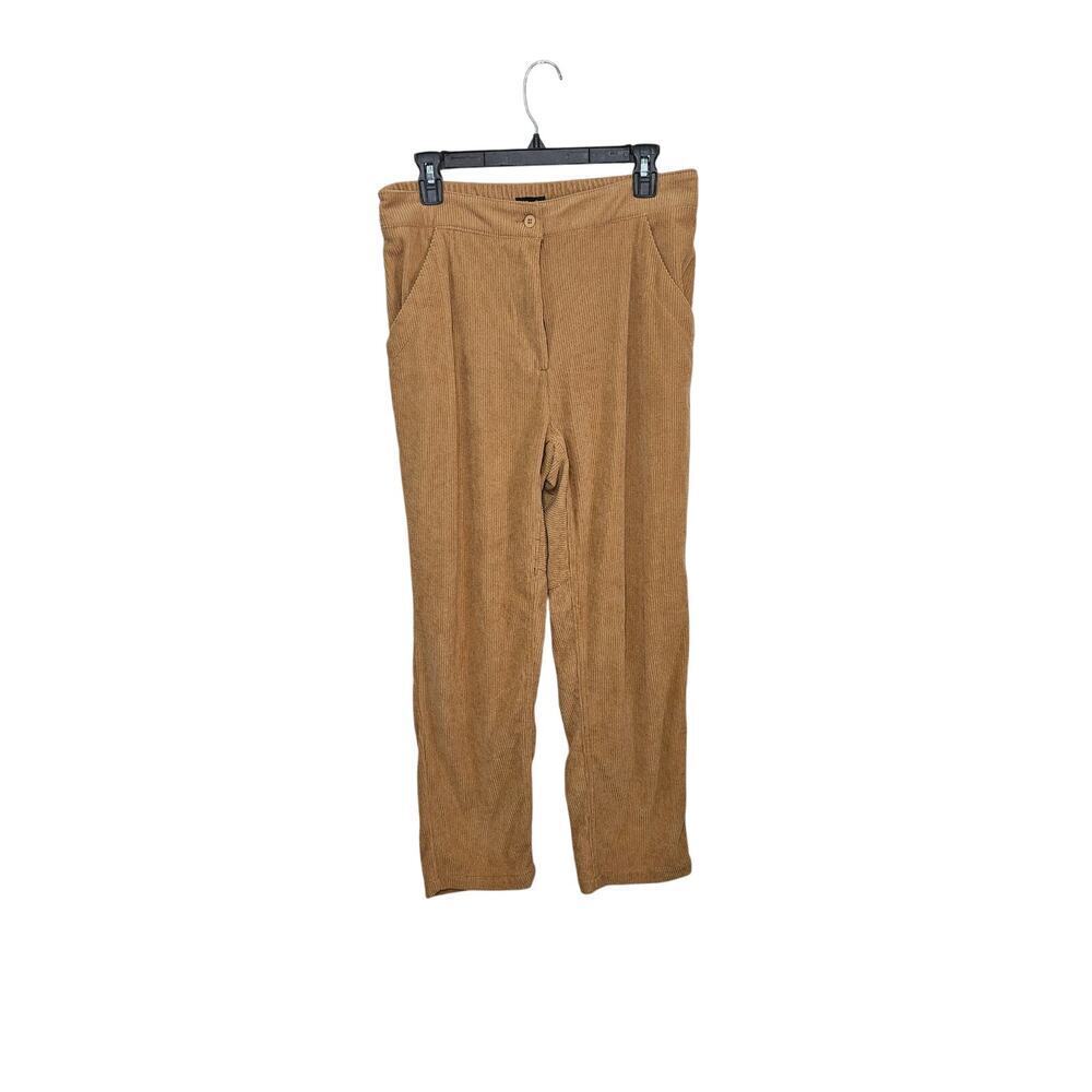 Hunter & Brown Tan Corduroy High Rise Pants Pockets Elastic Waist Size Large